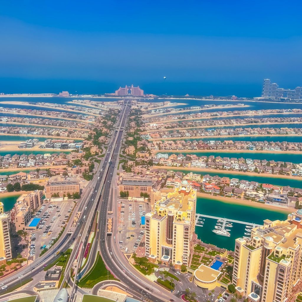 an aerial view of the city of abura