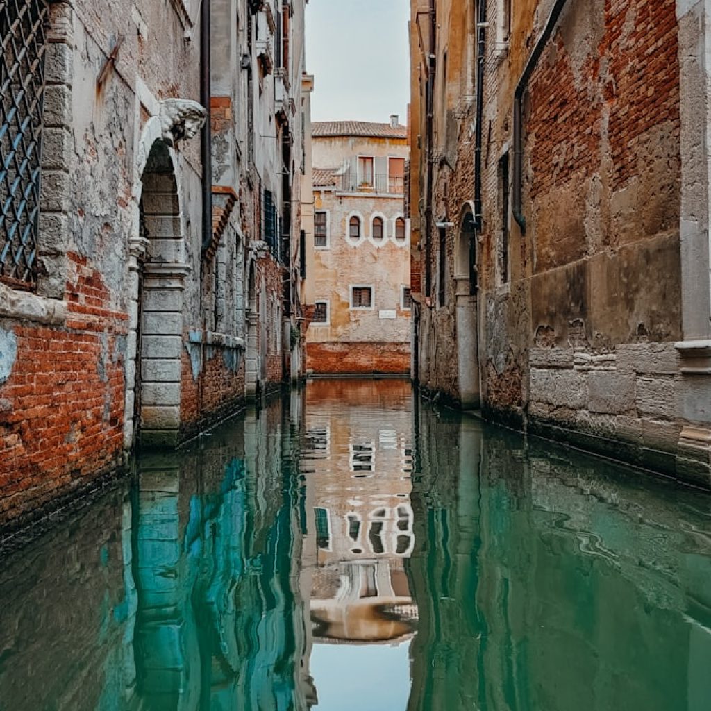 a canal between two buildings